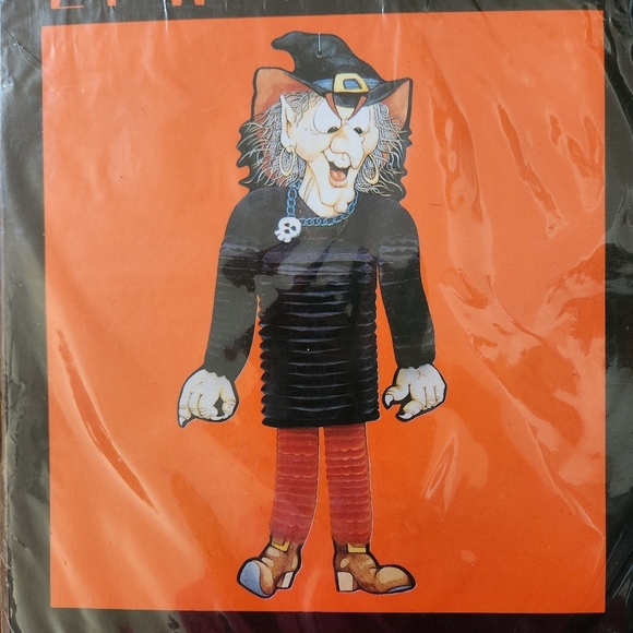 Vintage Halloween 1980s Honeycomb Die Cut Cat Witch Crepe Paper Dancer Spooky - Picture 8 of 12